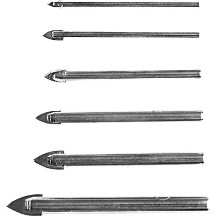 S&R Glasbohrer Fliesenbohrer Set, Karbid Hartmetall Spitze, 6 Bohrer (3, 4, 5, 6, 8, 10 mm) – Bild 3