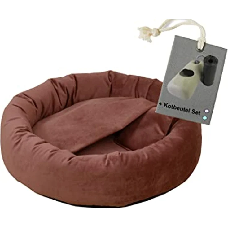 Rohrschneider Hundekissen Kuschelhöhle Denver Samt S-M-L mit Hundekotbeutelset (L, Rosé) - Vielseitiges Hundebett aus hochwertigem Samtstoff – Bild 2