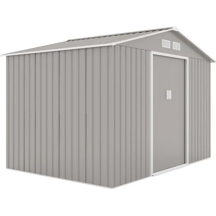 HATTORO Gartenhaus S200, BxT: 277,00x191,00 cm, Satteldach, verzinktes Stahlblech, Hellgrau - Preisvergleich