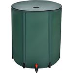 COSTWAY Regentonne 225L Regenwassertank, 60x60x80cm, Dunkelgrün, PVC-Rohr 1,6mm