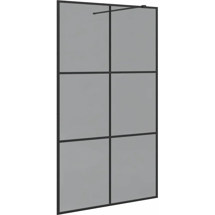 vidaXL Walk-in Duschwand Schwarz, 115 x 195 cm, gehärtetes Glas mit verstellbarem Rahmen