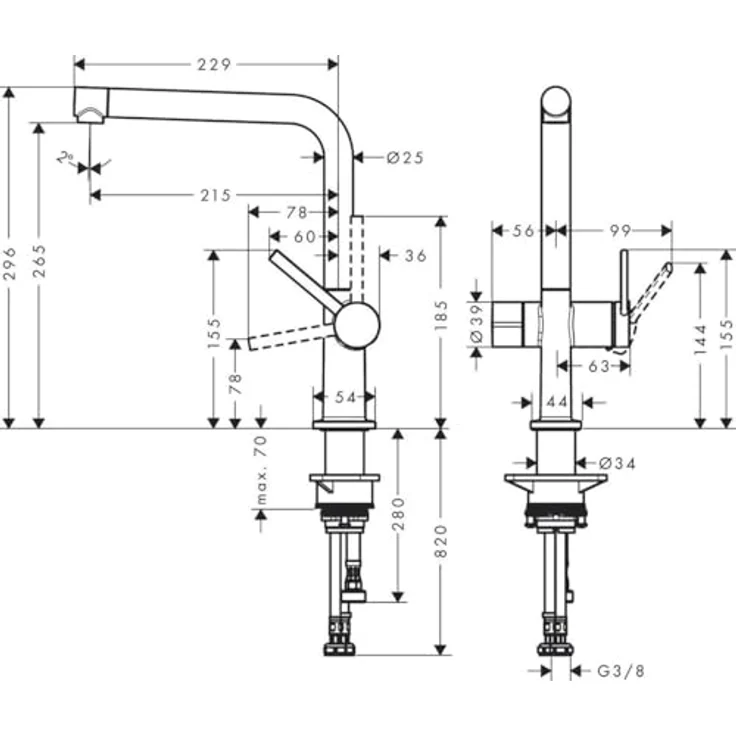 hansgrohe Küchenarmatur 270 Talis M54, elegante Einhebelarmatur mit Geräteabsperrventil und ausziehbarer Brause, schwenkbar bis 360° – Bild 2