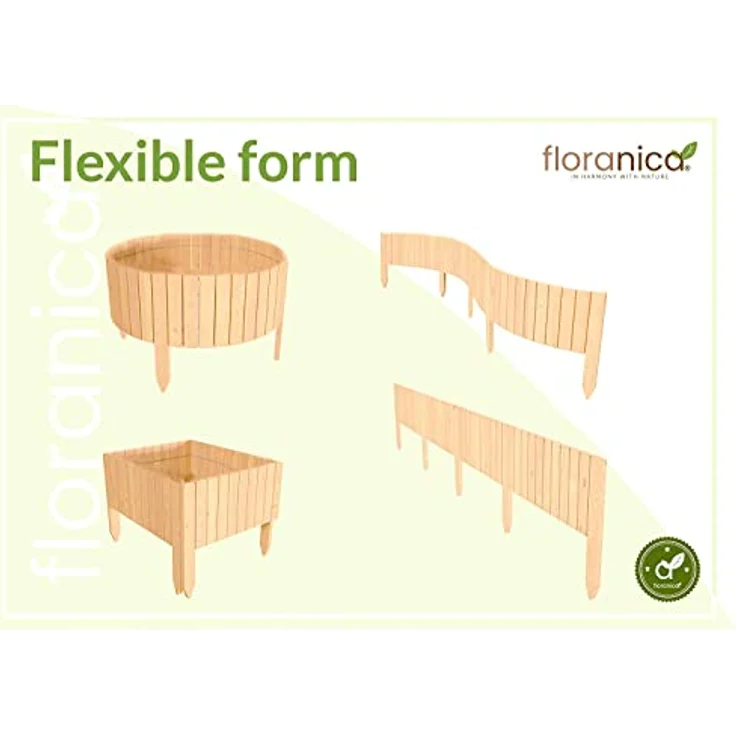 Floranica Rollborder II Flexibler Holzzaun 203cm (kürzbar) Höhe: 10cm Unbehandelt Kiefernholz Beeteinfassung Rasenkante Beetumrandungen – Bild 3