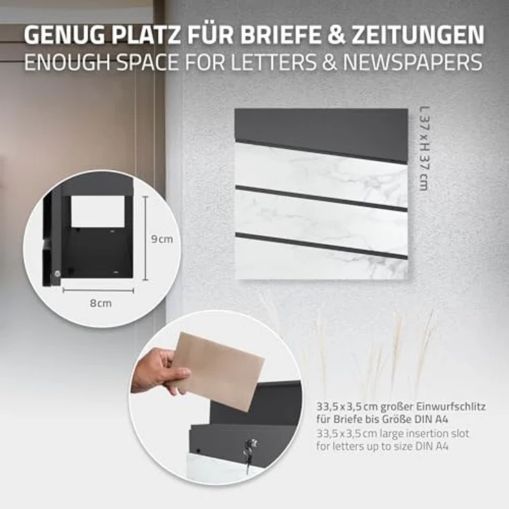 ML-DESIGN Standbriefkasten mit Zeitungsfach, Silber 120cm, langlebig aus Edelstahl, wetterfest, inkl. Standfuß und Briefkastenanlage – Bild 6