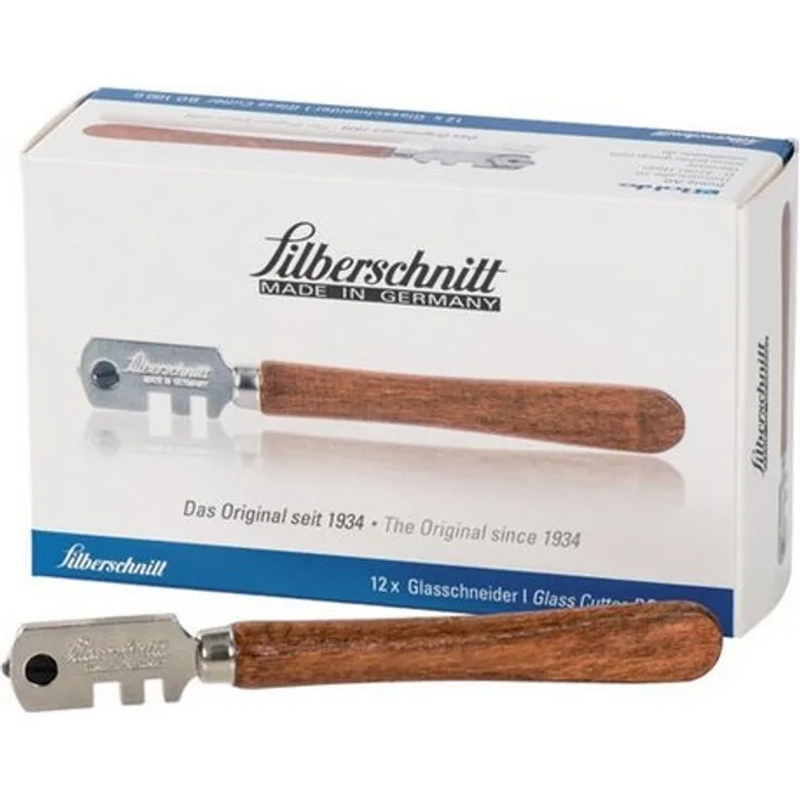 Bohle Cuttermesser BOHLE Glasschneider Edelstahl mit Holzgriff, wechselbare Rädchen, Schneidstärke bis 6 mm, 6 Rädchen im Lieferumfang