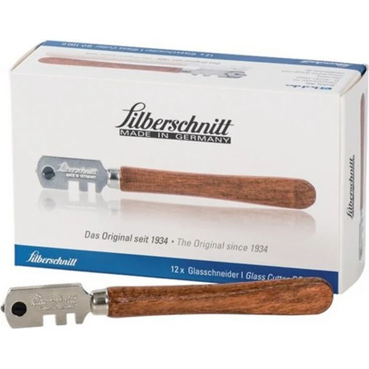 Bohle Cuttermesser BOHLE Glasschneider Edelstahl mit Holzgriff, wechselbare Rädchen, Schneidstärke bis 6 mm, 6 Rädchen im Lieferumfang