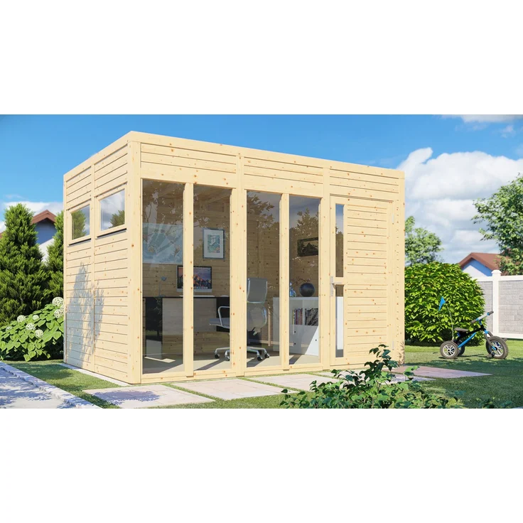 BERTILO Gartenhaus Cubus 3 Office, modernes kubisches Design, hohe Wände, 337x240 cm, in verschiedenen Farben