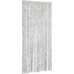 vidaXL Fliegenvorhang, Insektenschutz für Haus Mobilheim Wohnwagen, Türvorhang mit Haken, Fadenvorhang Insektenvorhang, Grau Chenille