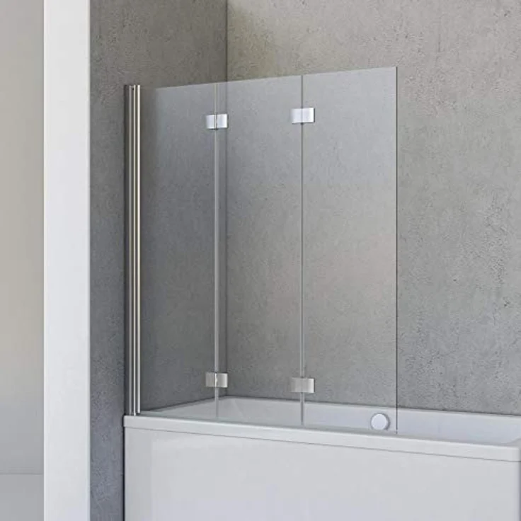 Schulte Badewannenfaltwand Valet, 5 mm Sicherheitsglas, 3-tlg, BxH: 130 x 142 cm, eckige Scharniere, Chromoptik – Bild 2