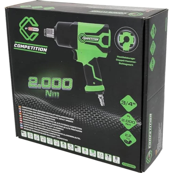 KS Tools 512.0035 COMPETITION 3/4" Hochleistungs-Druckluft-Schlagschrauber, 2.000Nm, ultraleichtes Aluminium-Gehäuse, silber – Bild 4