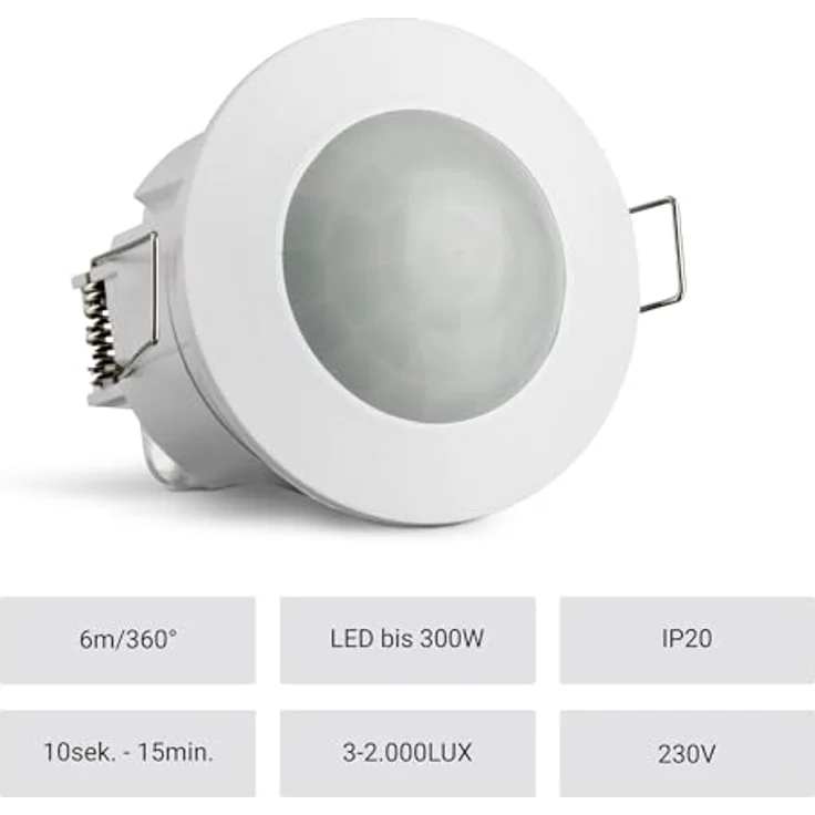 SEBSON Bewegungsmelder programmierbar, Infrarot Sensor, Reichweite 6m/360° – Bild 2