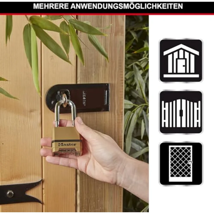 MASTER LOCK Hochsicherheits Vorhängeschloss [Zahlenkombination] [Zinkgehäuse] [XL Bügel] [Außenbereiche] M175EURDLH - Ideal für Lagerräume, Lagerschuppen, Garagen, Anhänger und mehr – Bild 3