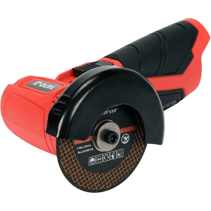 Yato YT-82905, Winkelschleifer 12V, kabellos, max. 19.500 U/min, 76 mm, schwarz-rot, 1,6 kg