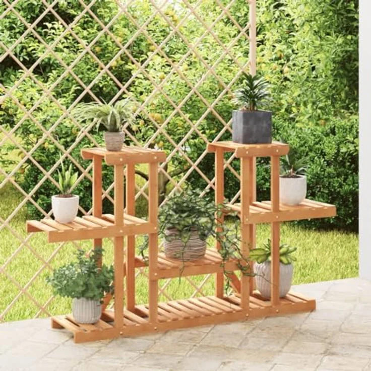 vidaXL Blumenständer, Pflanzständer 110x25x73 cm Massivholz Tanne, Retro-Stil und Eleganz, Wandhalterung inklusive – Bild 2
