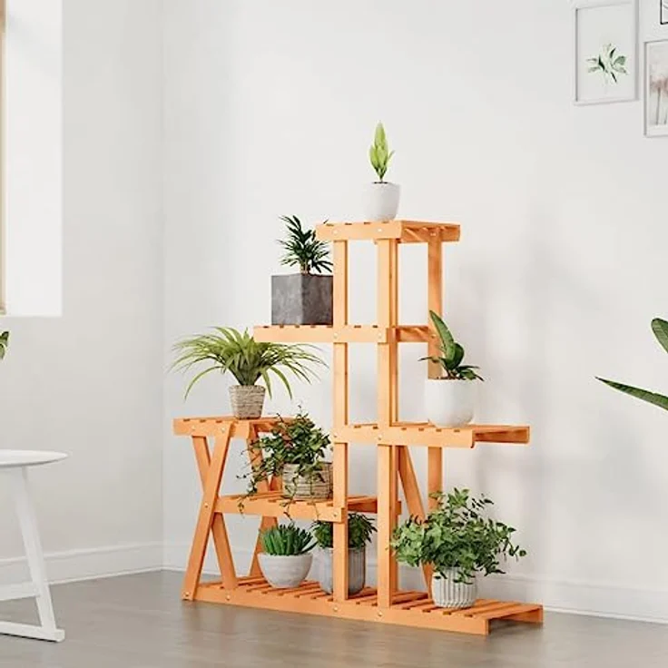 vidaXL Blumenständer, Pflanzständer 95x25x96 cm Massivholz Tanne, Retro-Design, Wandhalterung, belastbar bis 10 kg – Bild 3