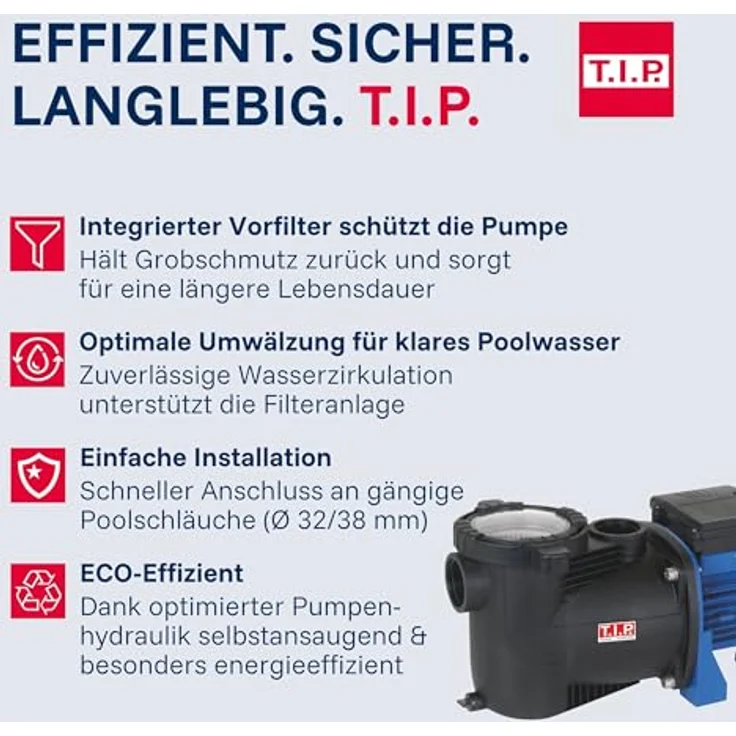 T.I.P. SPP 300 F Poolpumpe 8000 l-h 8.5m Gartenpumpe – Bild 6