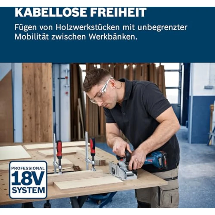 Bosch Professional GFF 18V-22, Akku-Flachdübelfräse mit 105 mm Scheibenfräser, Staubbeutel, ergonomischem Griff, ohne Akku/Ladegerät – Bild 2
