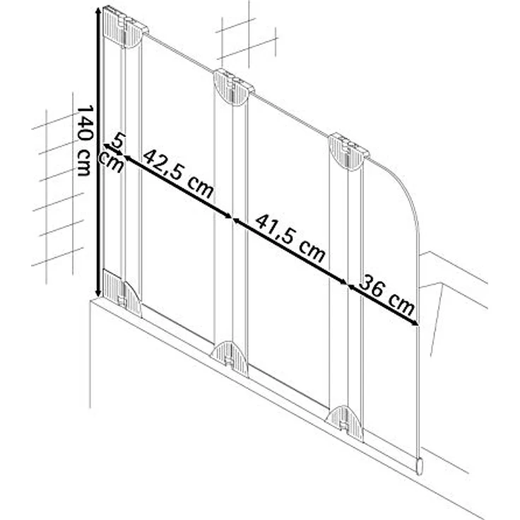 Schulte Badewannenaufsatz 3-teilig, 125 cm x 140 cm, Echtglas Klar hell, komplett einfaltbar, inkl. Montagematerial – Bild 4