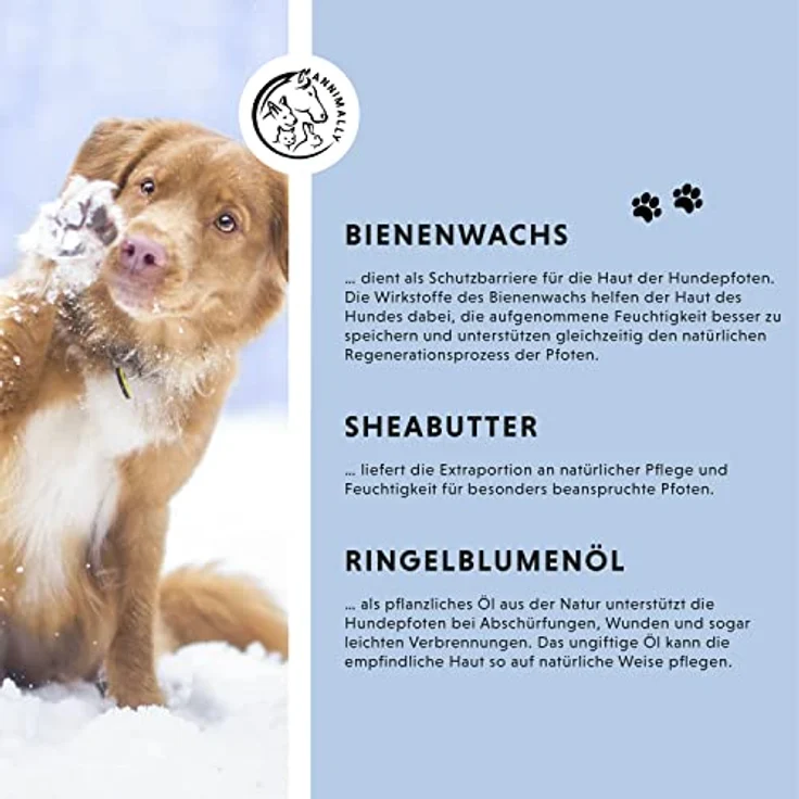 Annimally Hunde Pfotenbalsam 50g - Ideale Pfotenpflege für Hundepfoten mit Bienenwachs, Sheabutter & Ringelblumenöl - Ideal für die Wundheilung und den Pfotenschutz beim Hund – Bild 5