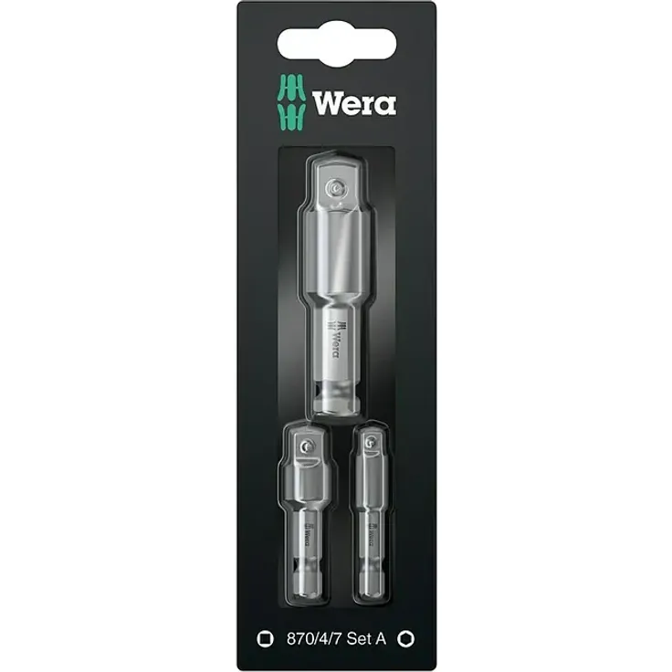 Wera Verbindungs-Set, 1/4", 3/8", 1/2", 6-Kant, Bithalter für Steckschlüsseleinsätze