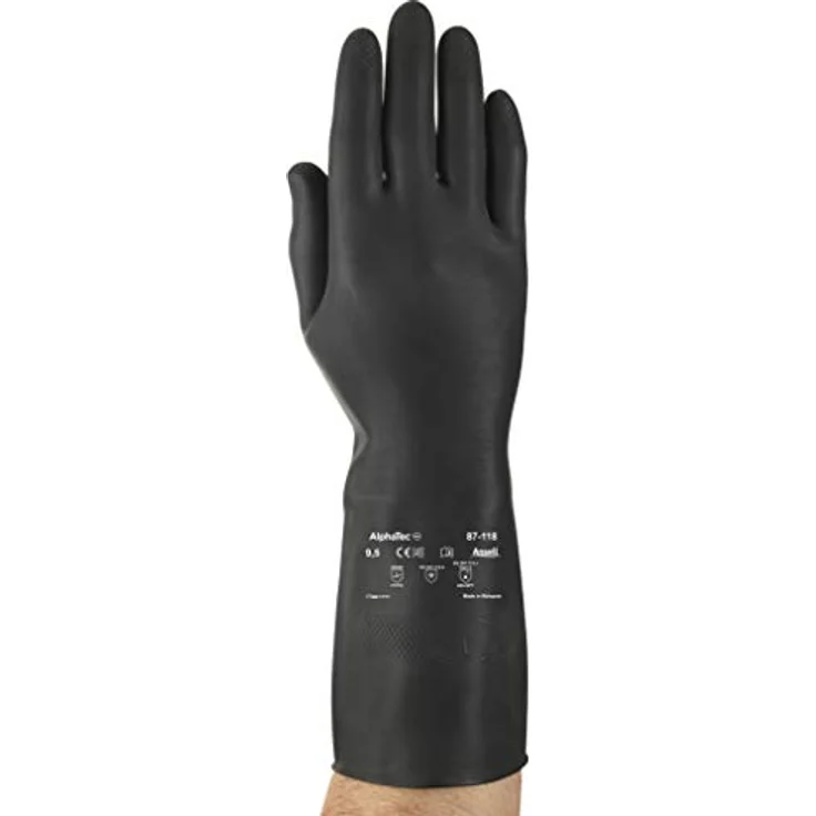 Comasec & Marigold Ansell Black Heavyweight G17K / 9.5 Naturgummilatexhandschuh, Chemikalien und Flüssigkeitsschutz, Größe 9,5, Schwarz (12 Paar pro Beutel) - Preisvergleich – Bild 2