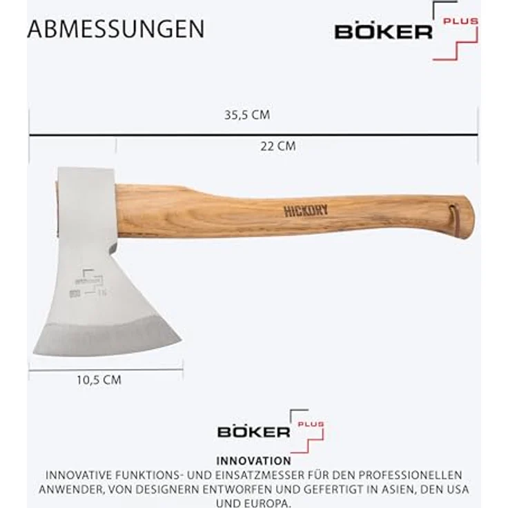 BÖKER PLUS® Appalachian Axe Small - Carbon Axt mit 600 g Kopf & Hickory-Holz-Stiel, Profi Beil mit lebenslanger Garantie – Bild 5