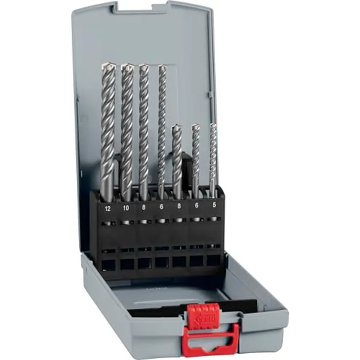 Bosch 7x PRO SDS plus-5X Hammerbohrer-Set, für Beton und Sandsteine, Ø 5-12 mm, langlebige Bohrer für Bohrhammer