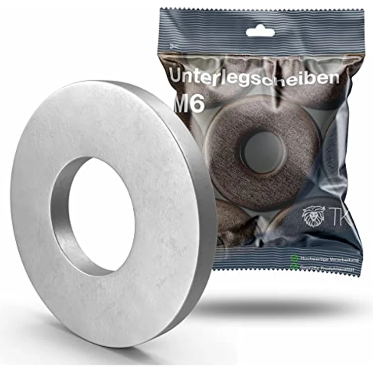 toolmate® M6 Unterlegscheiben - Edelstahl & Rostfrei - Flache Sicherungsscheiben & Karosseriescheiben für Schrauben & Muttern & Gewinde – Bild 1