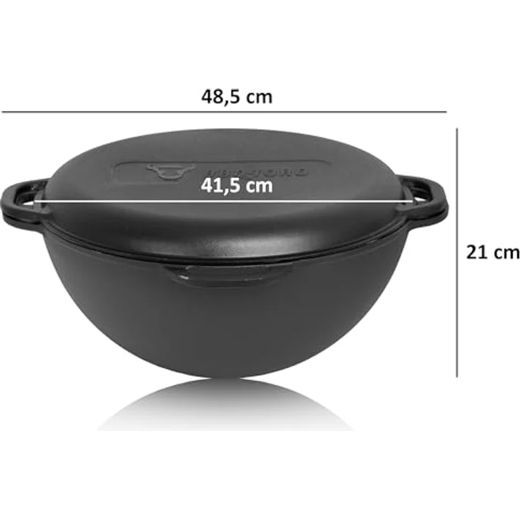 BBQ-Toro Gusseisen Kazan Ofen Ø 39,5 cm, 16 L Gusstopf mit Deckel, multifunktionaler Feuer-Ofen für Outdoor-Küchen, ideal zum Kochen, Braten und Grillen – Bild 3