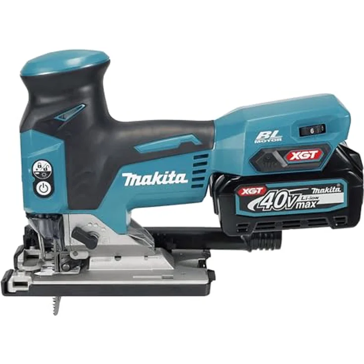 Makita JV001GD201 40 V Max Li-Ion XGT Brushless Stichsäge, 2 x 2,5 Ah Akkus, Ladegerät, im Makpac-Koffer, Bajonett-Schaft, Zwangsstaubabholung, max. Schnittleistung: Holz 135 mm, Stahl 10 mm, Aluminium 20 mm – Bild 3