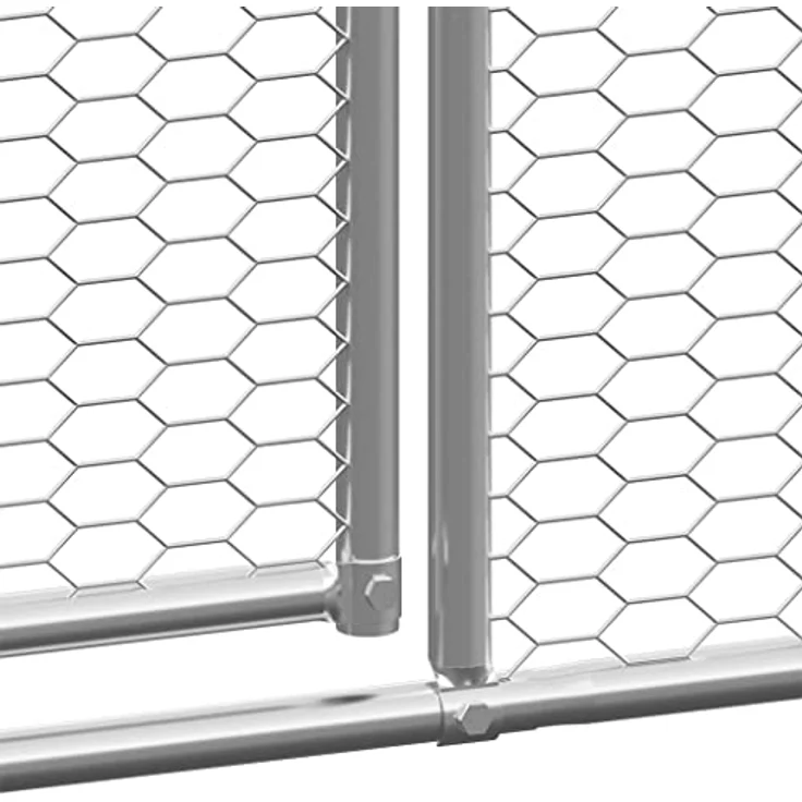 vidaXL Hühnerstall, Outdoor-Hühnerkäfig 2x4x2 m aus verzinktem Stahl, wasserabweisendes Dach, silbern/silbergrau – Bild 4