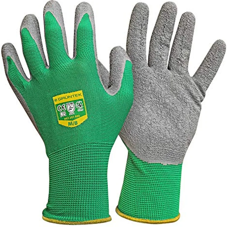 GRÜNTEK 5 Paar Gartenhandschuhe aus Polyesterfaser mit Latexbeschichtung, Gr. L/9, wasserabweisend & strapazierfähig, für privaten und gewerblichen Gebrauch, in Unisex Design