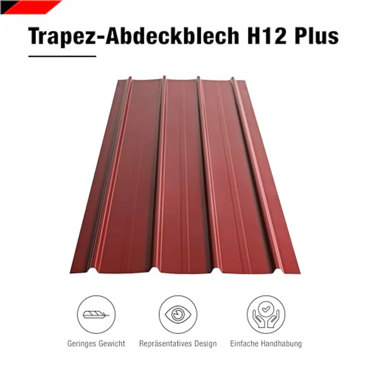 BRAVO International SMART Cover Set H12 Plus, 12 x Trapez-Abdeckblech 125 x 45 cm, 6,75 m², Stärke 0,3 mm, inkl. Schrauben, rot – Bild 2