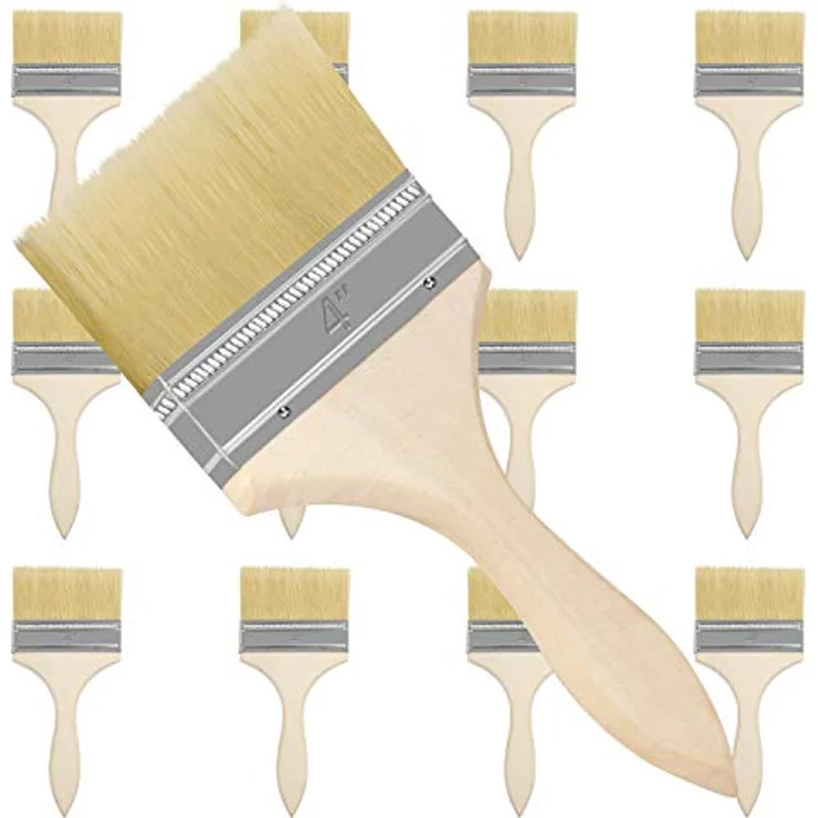 Kurtzy Pinselset 12-er Pack – 101,6mm Pinselkopf, Malerpinsel Größe 21,5cm - Pinsel Set für Farben, Lack, Beizen, Klebstoffe - Flachpinsel, Lasurpinsel, Lackpinsel für Malerbedarf, zum Streichen, DIY – Bild 1