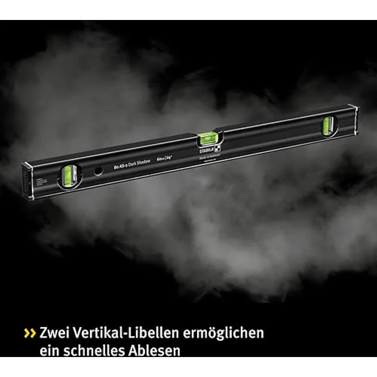 STABILA Wasserwaagen-Set 80 AS-2 Dark Shadow, 2-teilig: 60 cm, 120 cm - Aluminium-Profil, fluoreszierende Qualitätslibellen, LOCKED VIALS-Technologie – Bild 3