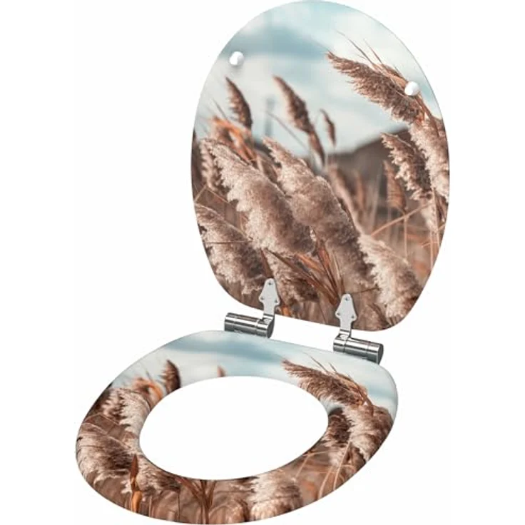 Sanilo WC Sitz Boho, Toilettendeckel aus Holz mit Absenkautomatik, antibakterieller Beschichtung, 47 cm x 37,7 cm – Bild 4