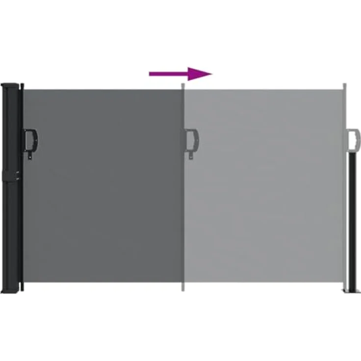 vidaXL Seitenmarkise, Wandmarkise mit PU-Beschichtung, Sichtschutz für Balkon Terrasse Garten, Windschutz Markise, Ausziehbar Schwarz Polyester – Bild 5