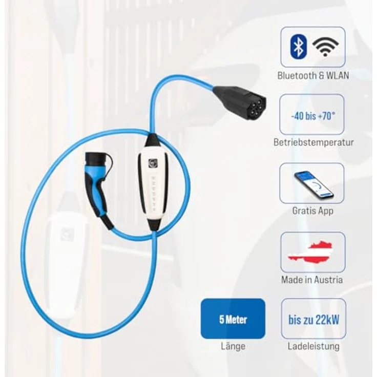 NRGkick Mobile Elektroauto Ladestation Typ 2, 22 kW, 32 A, WLAN und Bluetooth, robust und überfahrsicher – Bild 2