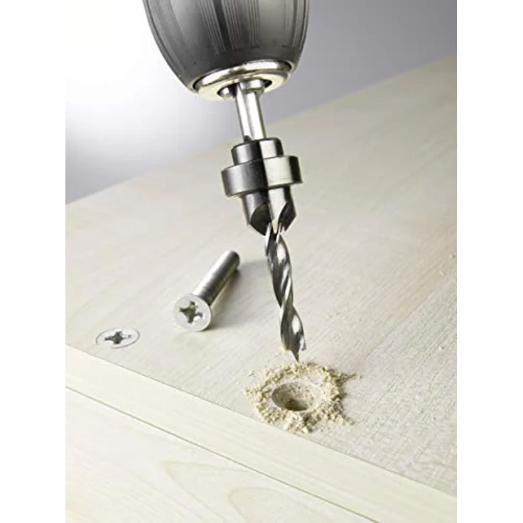 Kwb 513103 Aufstecksenker 5-teilig, zylindrischer Holzspiralbohrer mit verstellbarem Tiefenstop für Weich- und Hartholz – Bild 4