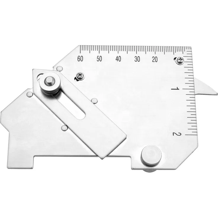 Dasqua 8511-0030 Schweißnahtlehre, Edelstahl, 0 - 60° Winkelmessung, Lasergraviert, inkl. Ledertasche