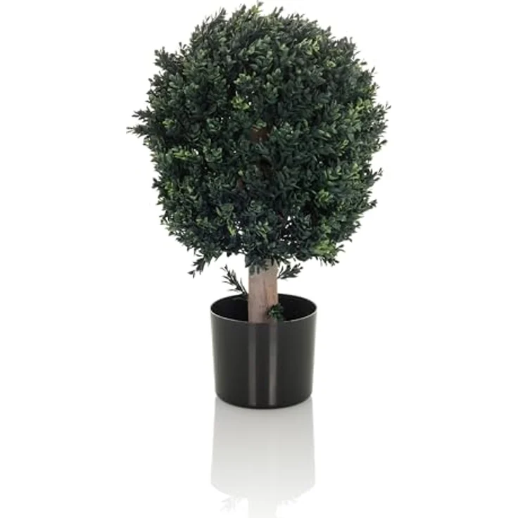 hjh OFFICE Kunstpflanze BUXUS Deko Pflanze künstlich 65 cm, pflegeleichter Kunstbaum, Indoor und Outdoor, Buchs-Baum Grün 871055 – Bild 1