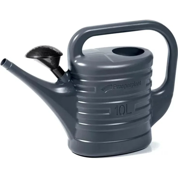 Prosperplast Gießkanne Zebra, 10 Liter anthrazit mit Brauseaufsatz für optimale Wasserverteilung