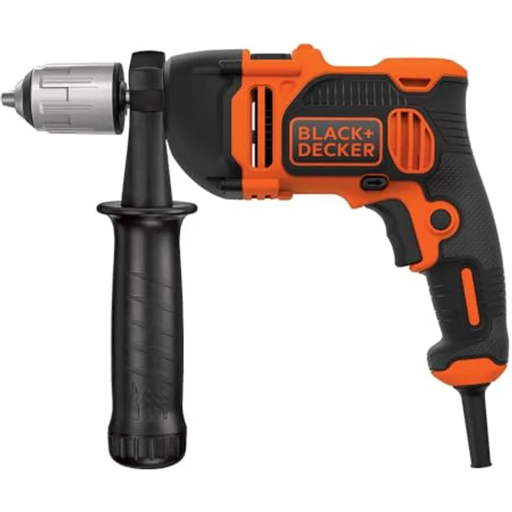 Black+Decker BEH850K-QS 850W 1-Gang Schlagbohrmaschine (Schlagbohrer, 13mm Schnellspannbohrfutter, konstanter Rechts--Linkslauf, Griffgummierung, Zweihandgriff, inkl HSS Bohrer) BEH850K, 850 W – Bild 3