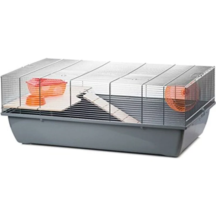 Ollesch Mäusekäfig Hamsterkäfig Nagerkäfig 78x47x30cm grau mit Zubehör – Bild 2