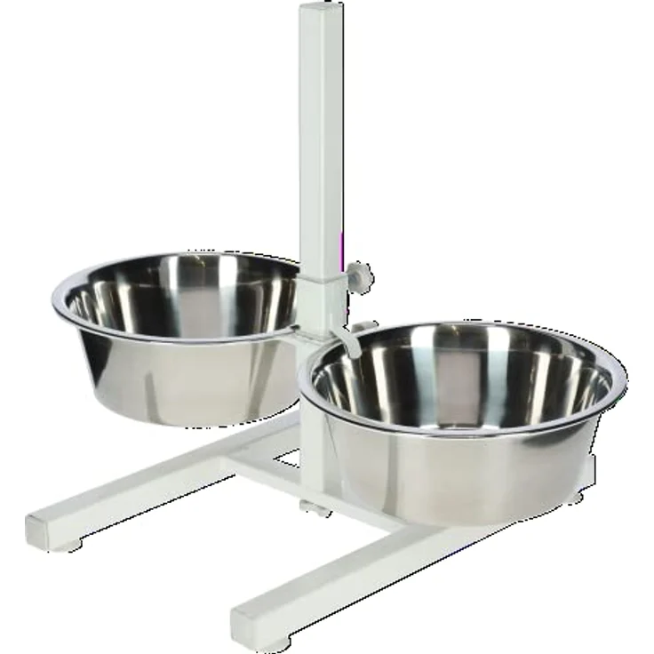 Kerbl Pet Futterbar inklusive Edelstahlnäpfe, stufenlos verstellbarer Hunde Fressnapf, 2 x 2800 ml, Höhe 43 cm, Weiß – Bild 5