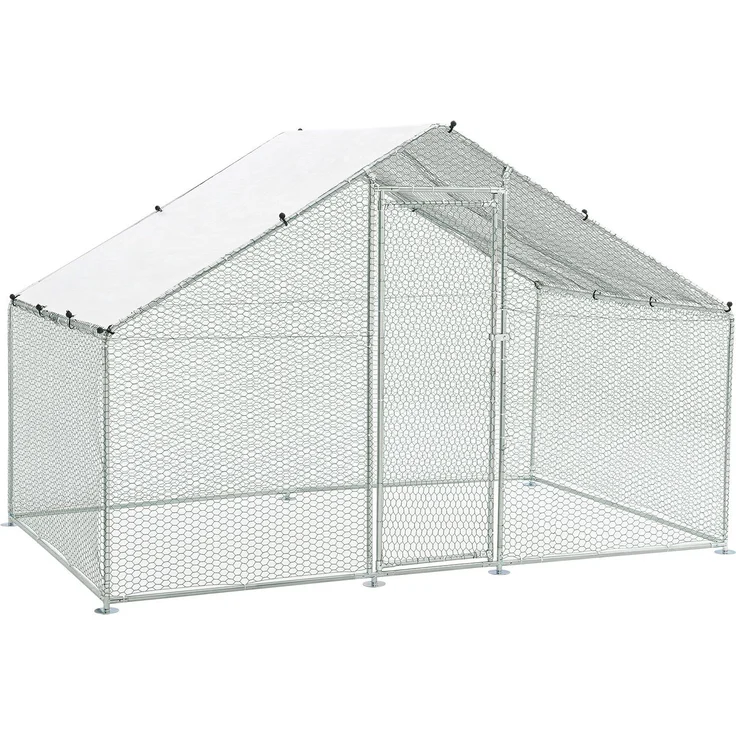 Juskys Freilaufgehege 3x2x2m Hühnerstall aus Metall begehbar mit 6 m² Lauffläche, Tür & Riegel – Freigehege für Hühner, Kleintiere & Pflanzen – Bild 1