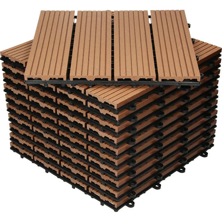 Terrassenfliesen 30x30 cm 11er Set für 1m² Hellbraun aus WPC – Bild 1