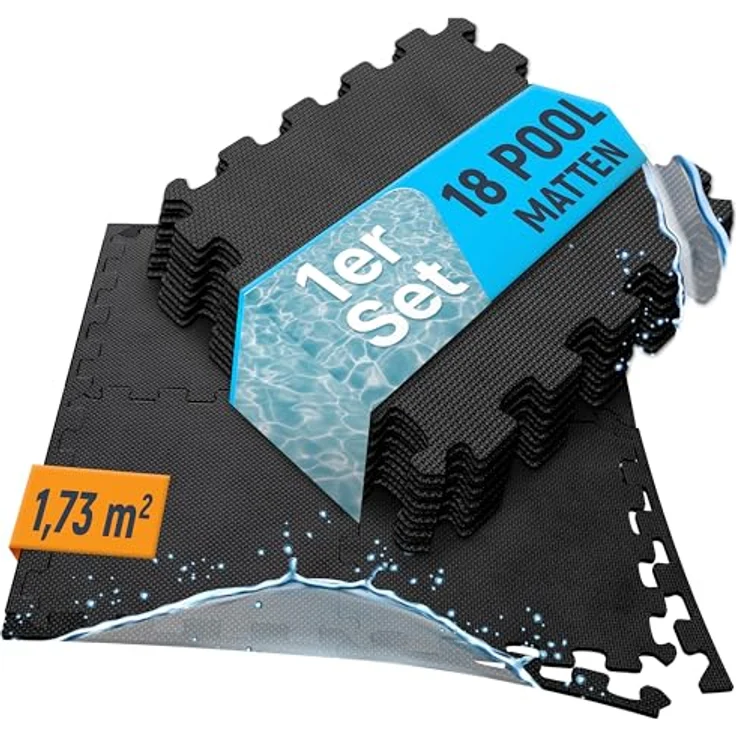 NEOLYMP Bodenschutzmatte für Pools, zuschneidbar, rutschfest, 1,8 m², wasserabweisend, schwarz – Bild 1