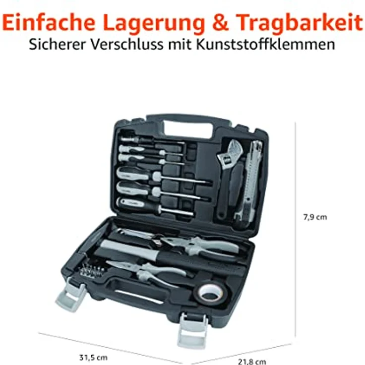 Amazon Basics - Werkzeug-Set für den Haushalt, Stahllegierung, 32 Teile – Bild 3