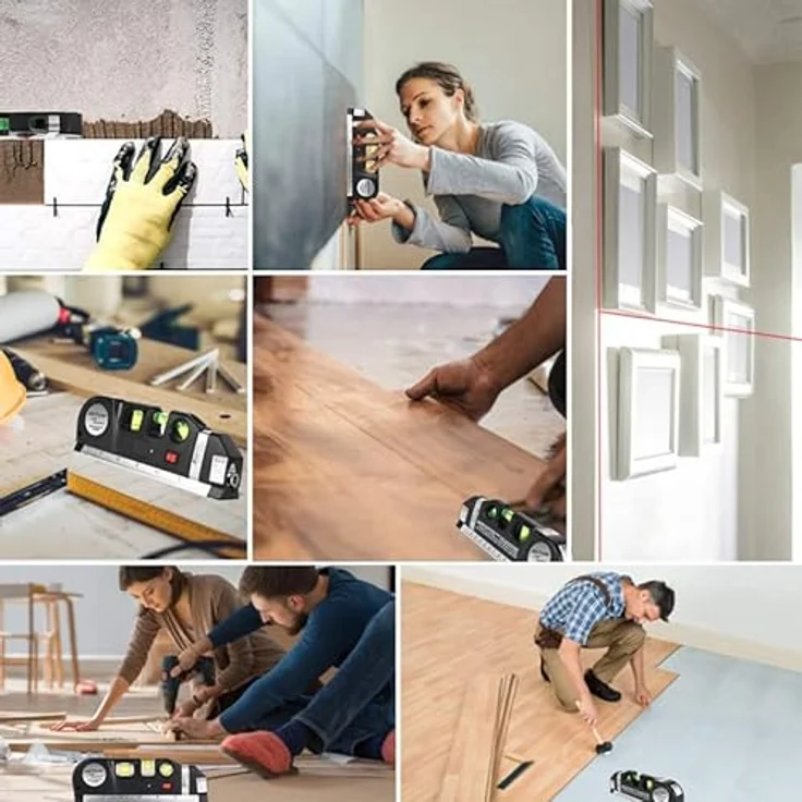 Retoo Wasserwaage Laser Wasserwaage Linienlaser Maßband Laserwasserwaage Multifunktion, Schwarz - Zeigt perfekt gerade Linien, Schafft die für die Malerei – Bild 6